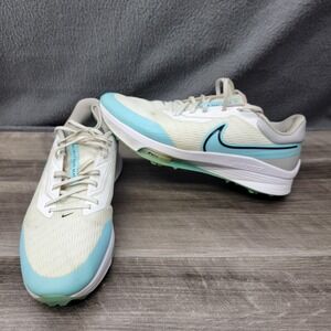 Nike React Infinity Tour NEXT% Golf Shoes Mens 12.5 W White Blue Mesh Spiked